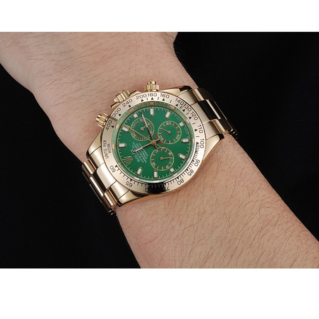 MiroTime 0704 Rolex Cosmograph Daytona Green Dial Gold Case And Bracelet 1454244